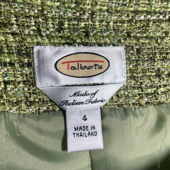 Talbots Collarless Tweed Blazer Eyelash Fringe Trim Preppy Old Money - Size 4 - Picture 6 of 12